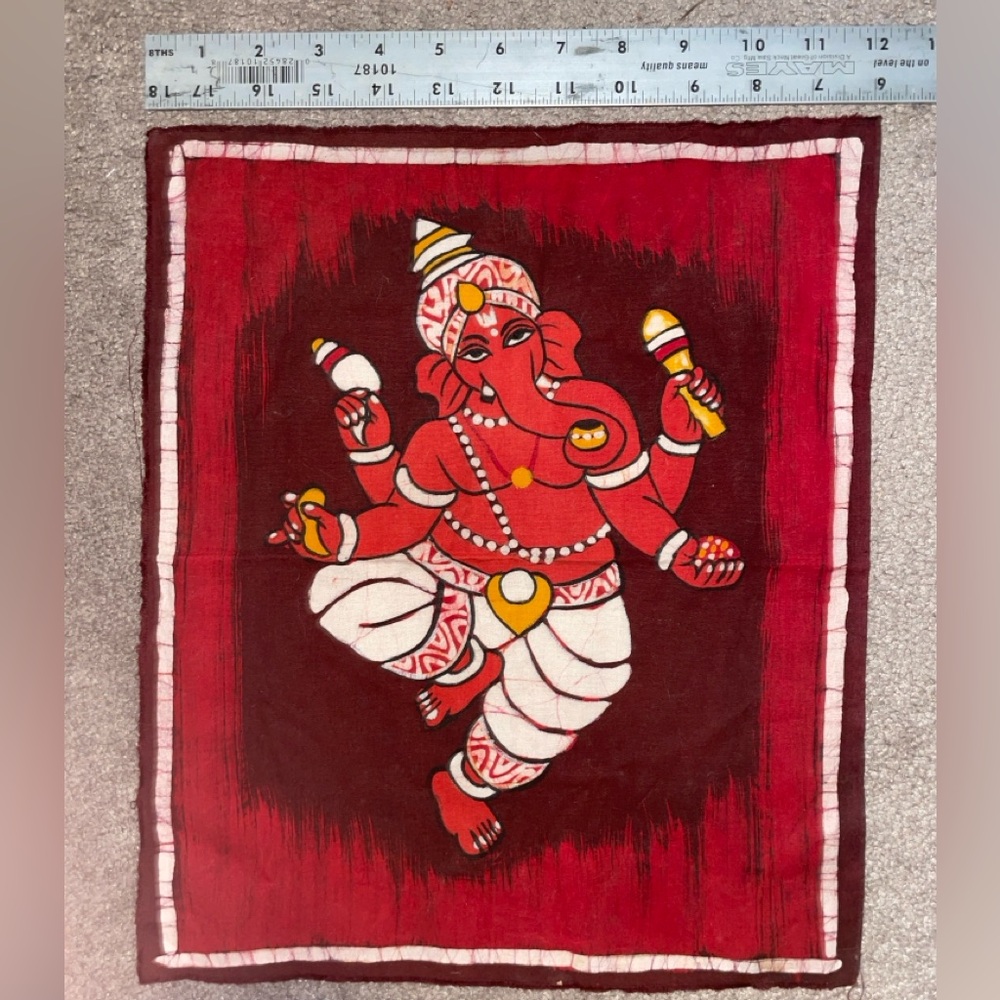 12 x 14 (inches) small Ganesh Batik Tapestry